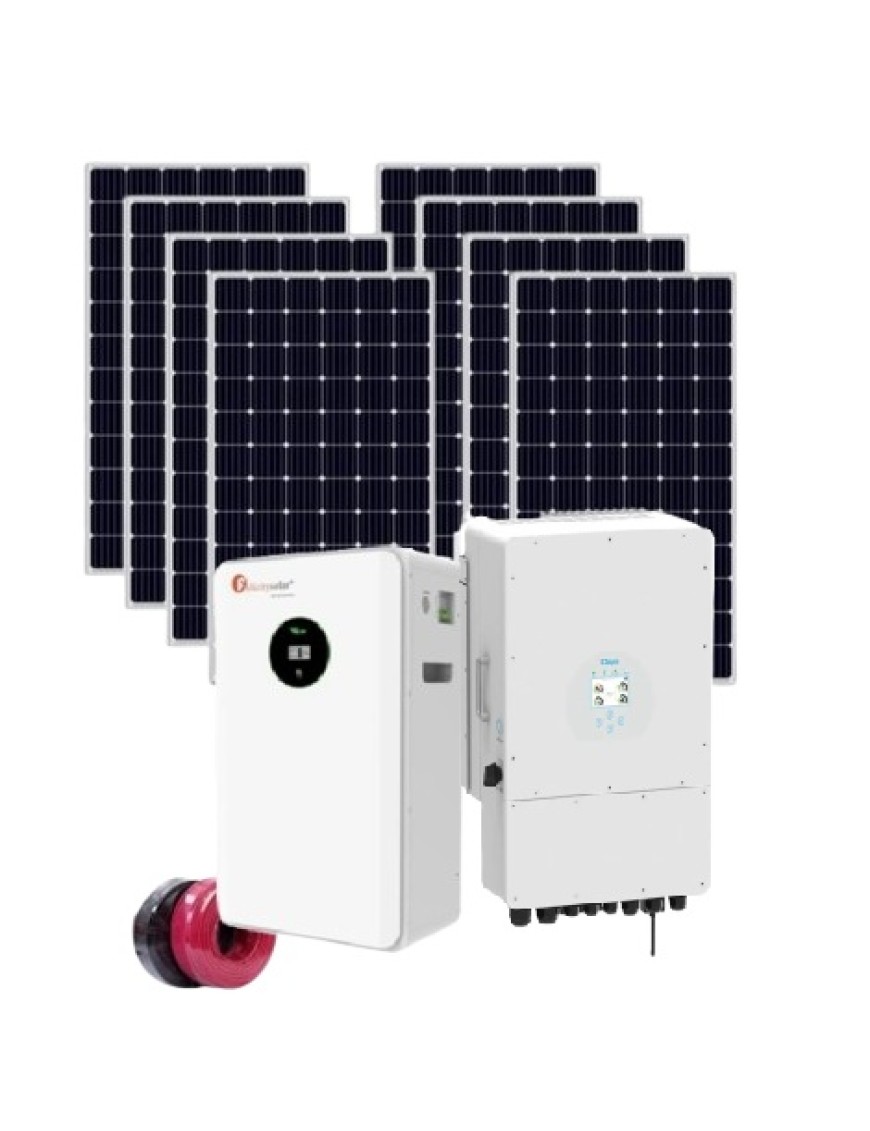 Автономна соларна система 9.3 kW + инвертор Deye 8 kw + 10 kwh литиева батерия - Трифазна