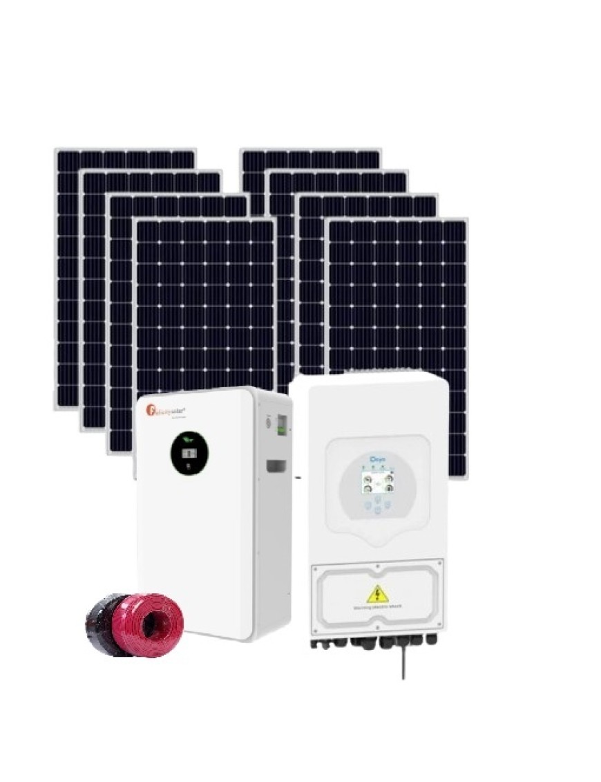Автономна соларна система 9.3 kW + инвертор Deye 8 kw + 5.12 kwh литиева батерия - Монофазна