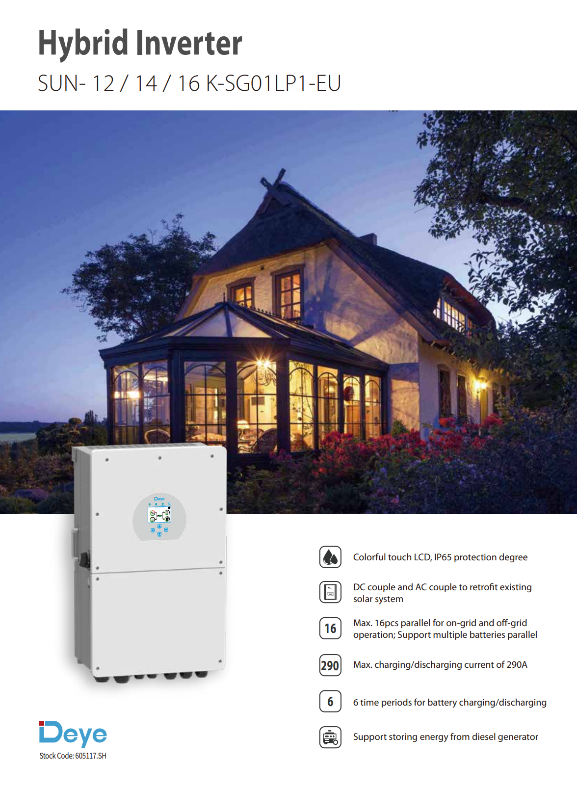DEYE SUN-12K-SG02LP1-EU — Хибриден монофазен инвертор 12 kW | 48V LV | 3 MPPT | WiFi 3
