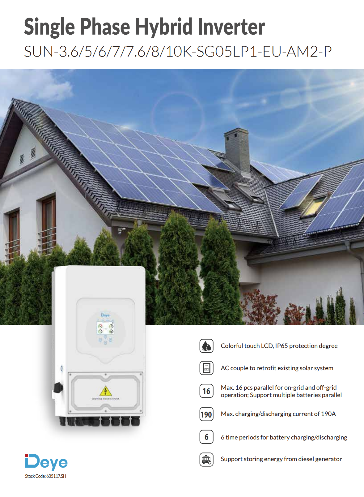 DEYE SUN-5K-SG05LP1-EU — Хибриден монофазен инвертор 5 kW | 48V LV | 2 MPPT | WiFi 5